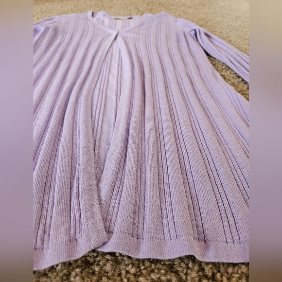 Caslon Lavender Ribbed Cardigan with 1 Button Enclosure, Size XS - Picture 3 of 8